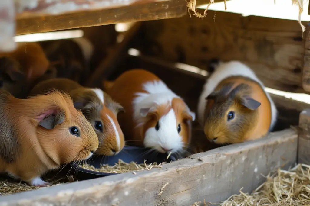 Groups of Guinea Pigs Eating